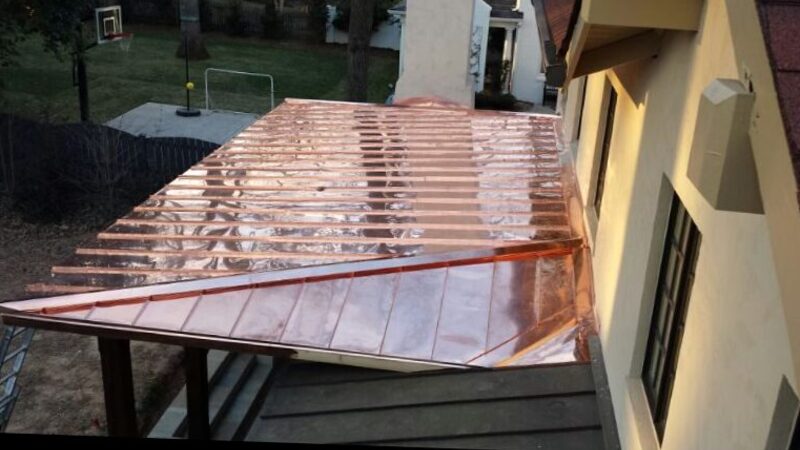 Copper metal roof installation